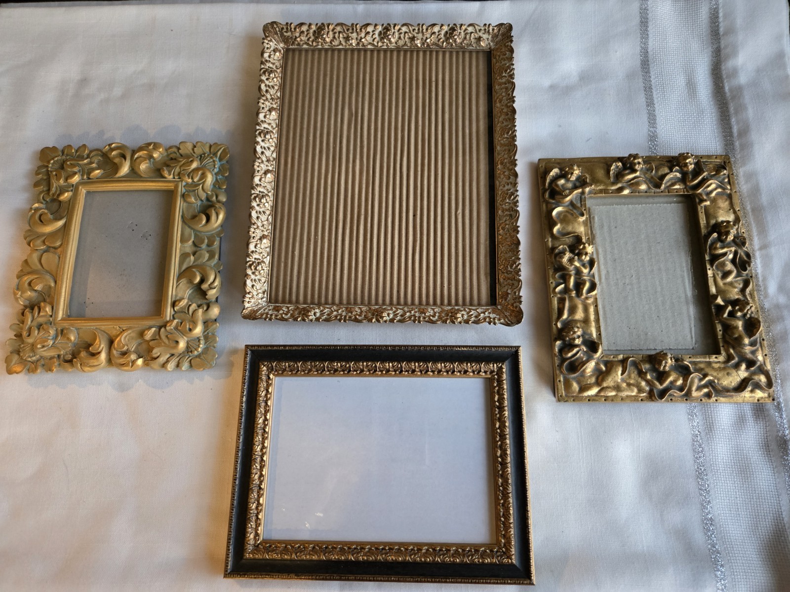 Vintage Ornate Gold Picture Frames Lot of 4 Baroque Rococo Cherub Gallery Wall