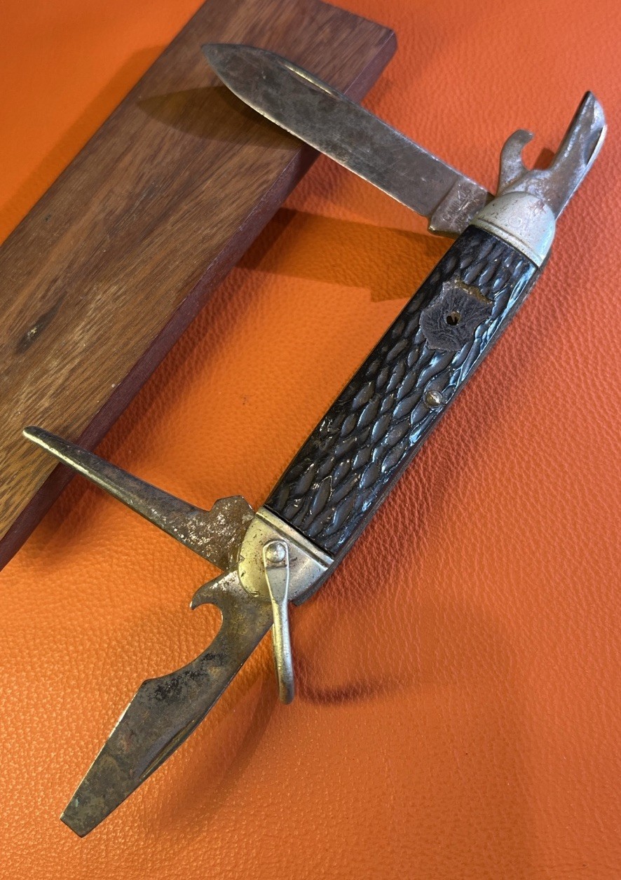 Vintage Camillus New York 4 Blade Scout Utility Knife Missing Shield Repair