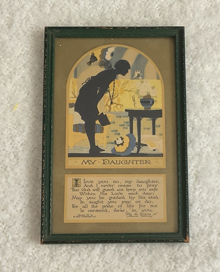 My Daughter 1925 Original Framed Writing of Maurine Hathaway VTG  Art Deco