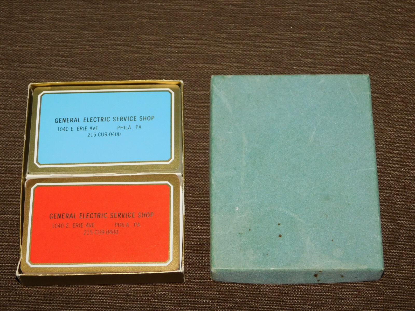 VINTAGE 2 DECKS OF PLAYING CARDS GE GENERAL ELECTRIC SERVICE SHOP PHILA PA