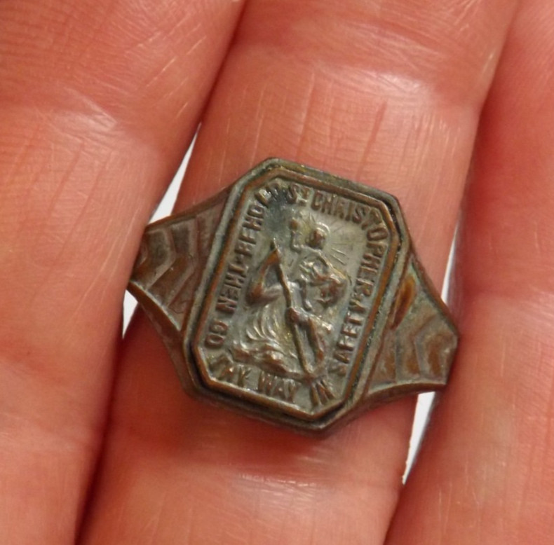 Adjustable ring Behold Saint Christopher then go thy way in safety safe travel