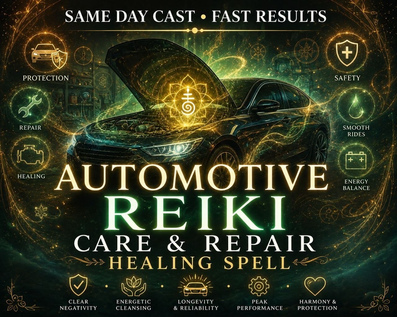 Automotive Reiki Care & Repair Healing Spell - Universal Energy for Vehicle Care