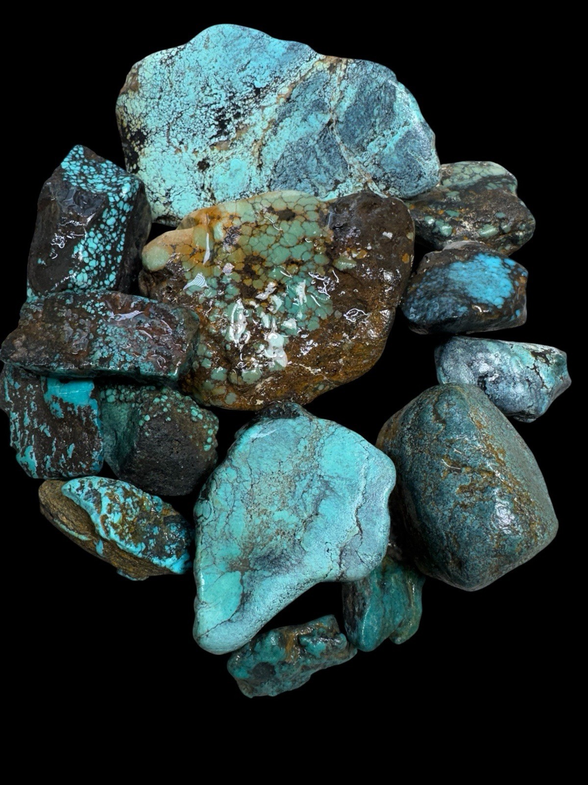 Natural Hubei Turquoise Mixed Lot Blue And Green