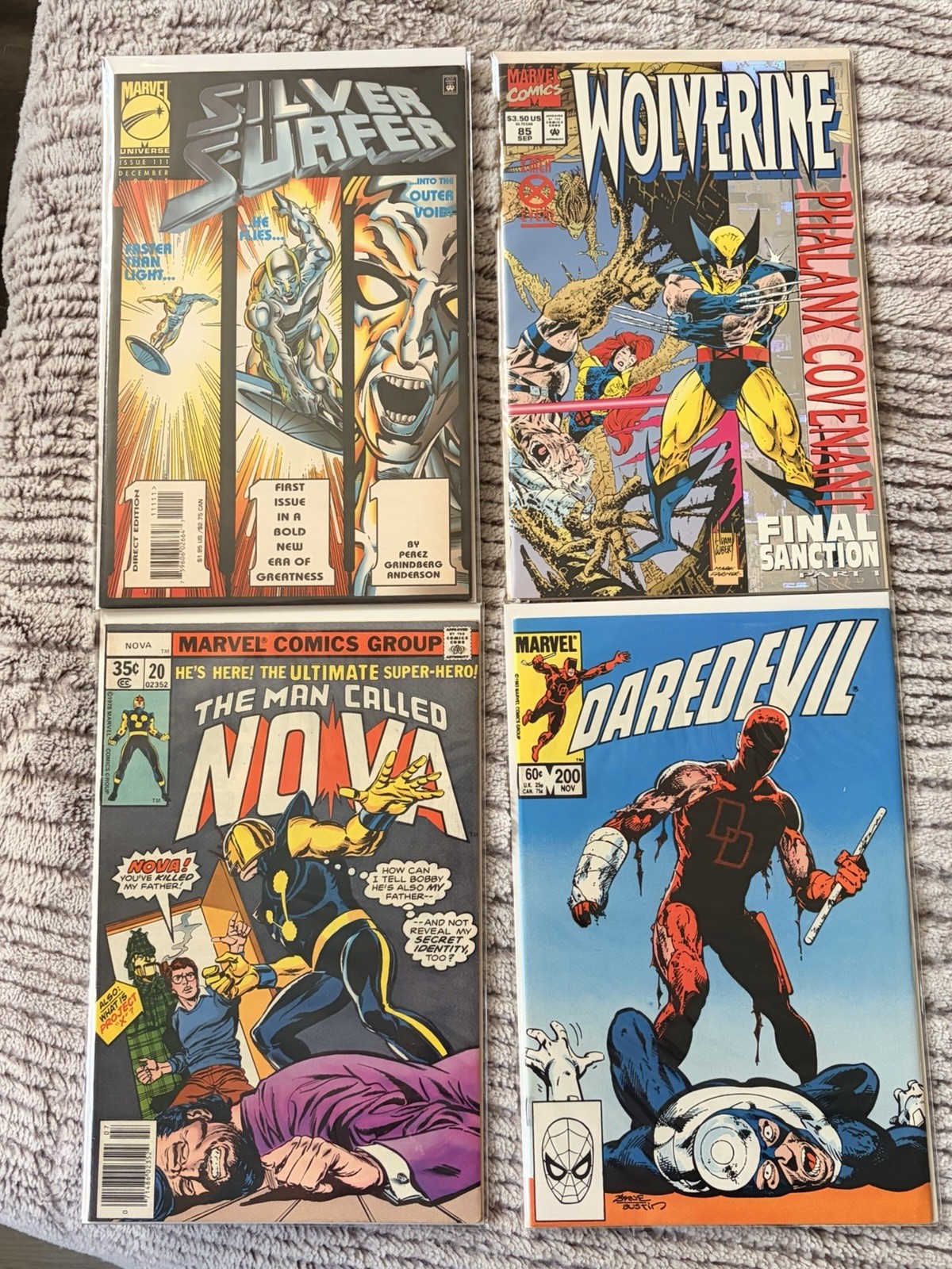 Lot Of 4 Vintage 90s Marvel Comics VG-VF (Wolverine/Daredevil/Nova/Silver Surfer