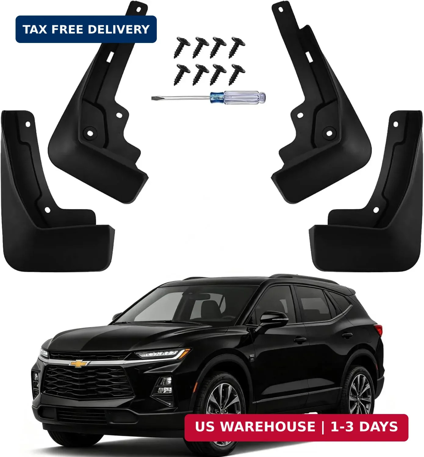 No Drill Mud Flaps for Chevrolet Chevy Blazer 2019 2020 2021 2022 2023 2024, Fle