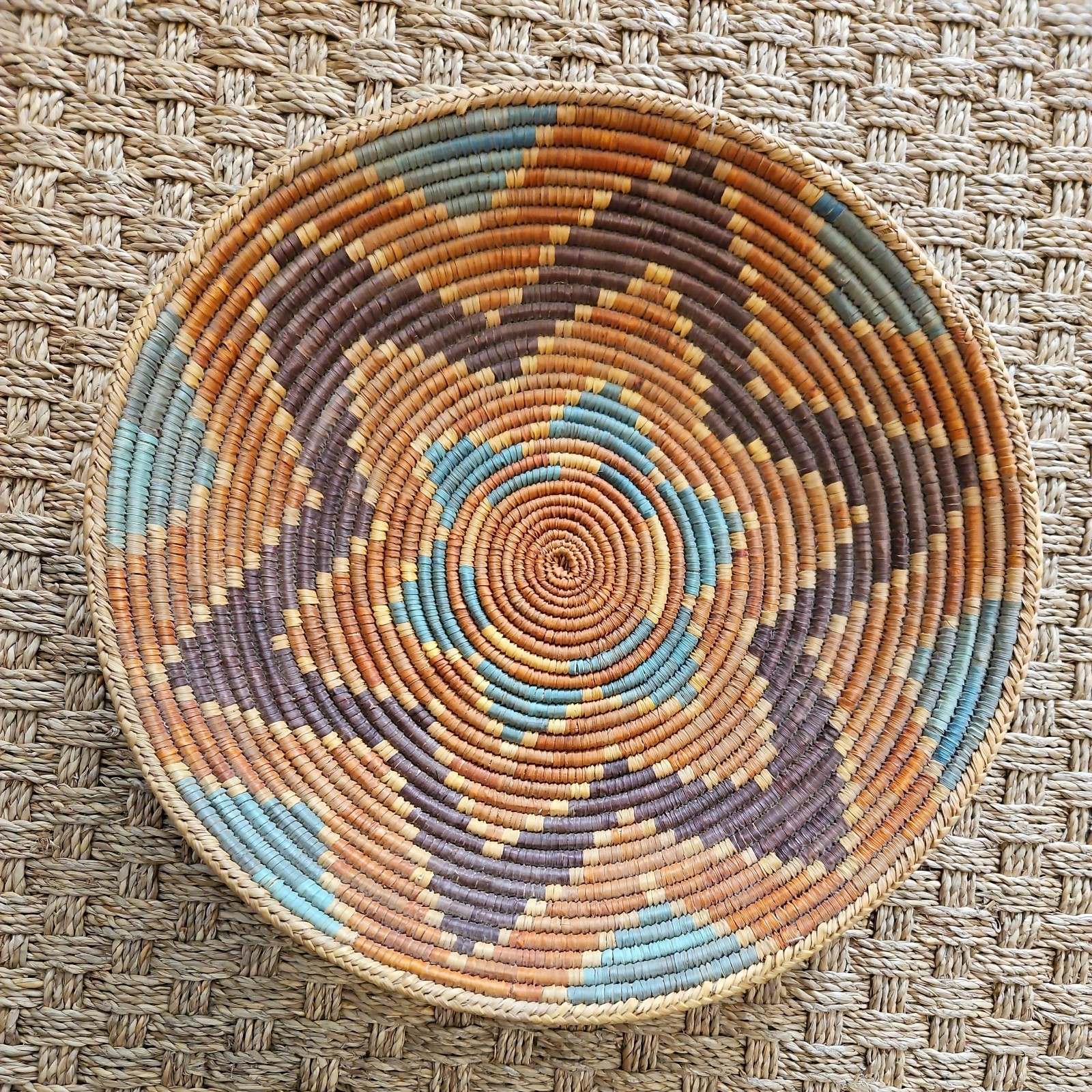 Ugandan Rwenzori handmade African woven wall basket bowl star