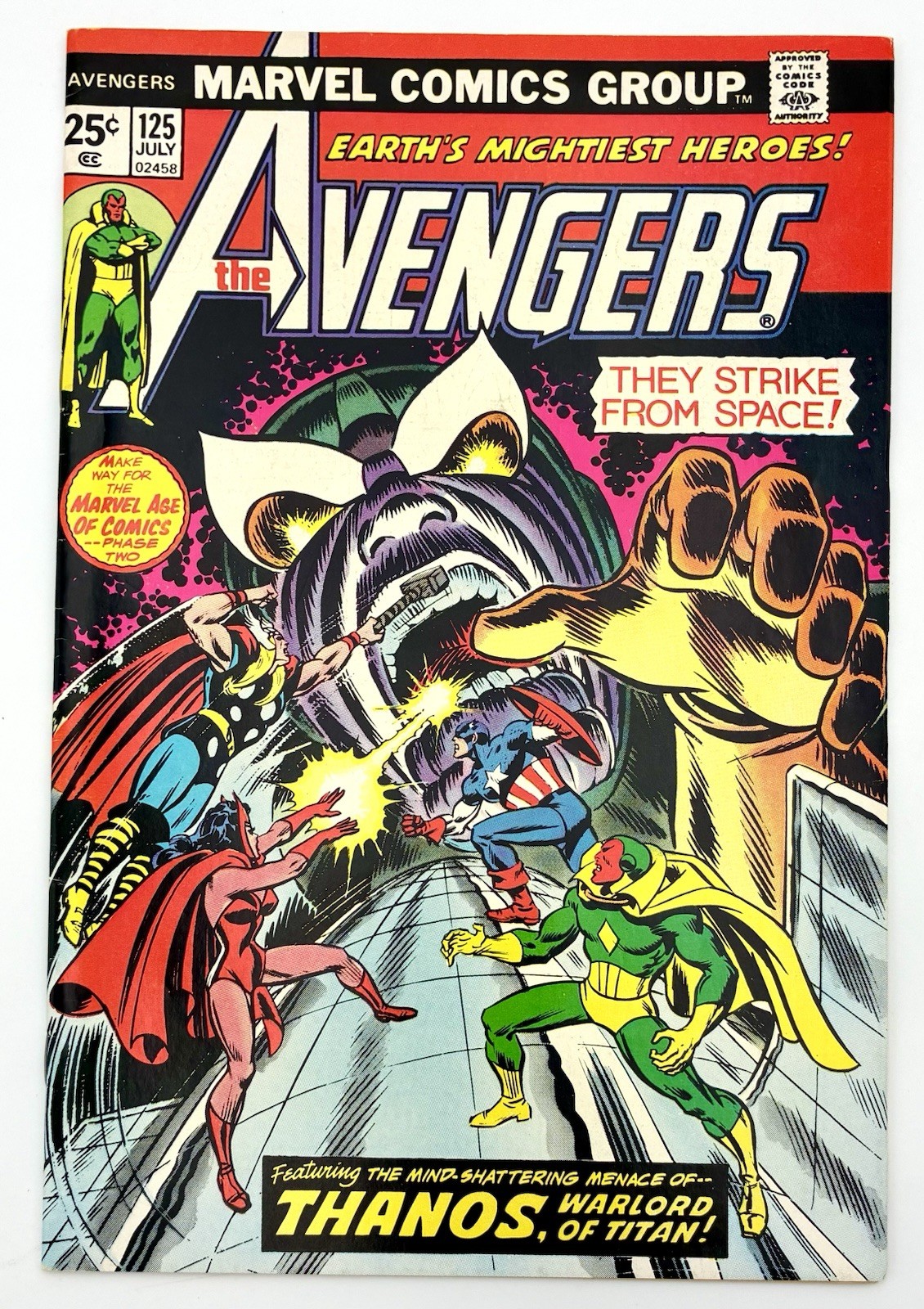 Avengers #125 1974 8.5 VF+ 1st Print 🔑 Iconic Cover John Romona Sr