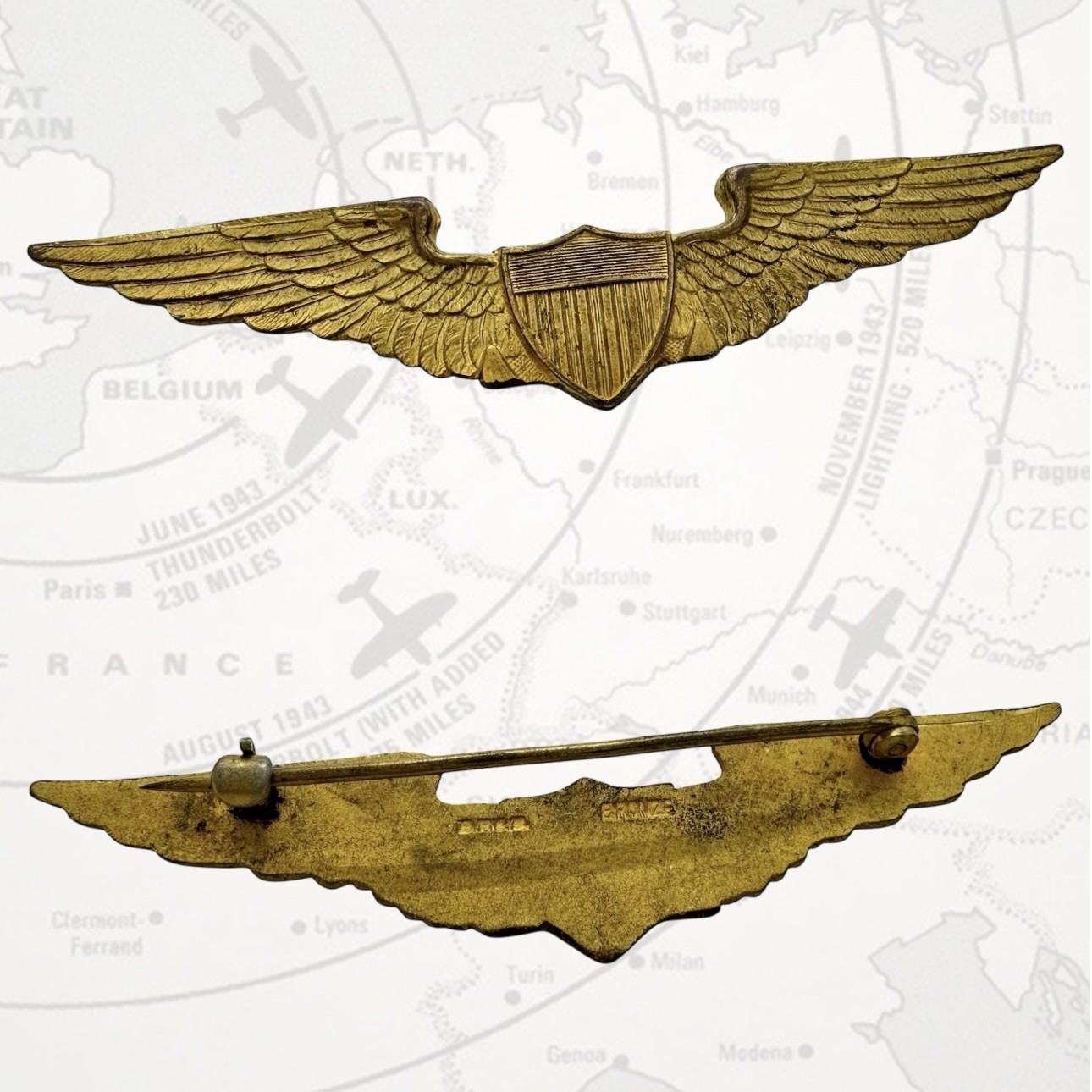BB&B WWI AVIATOR WINGS FLIGHT INSTRUCTOR CIVILIAN PILOT NAVY AIR CORPS BRONZE