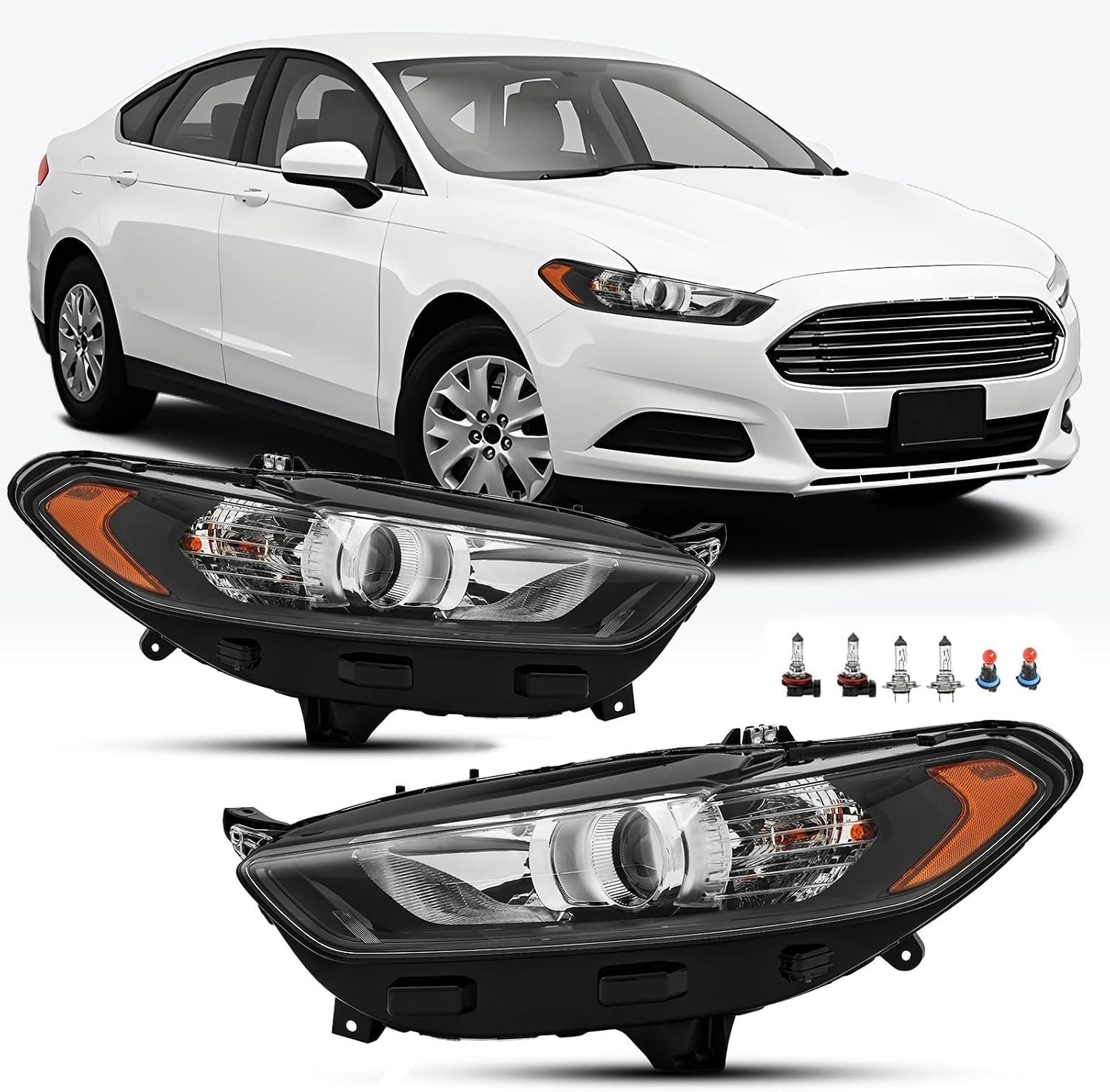 Headlights Assembly For 2013 2014 2015 2016 Ford Fusion