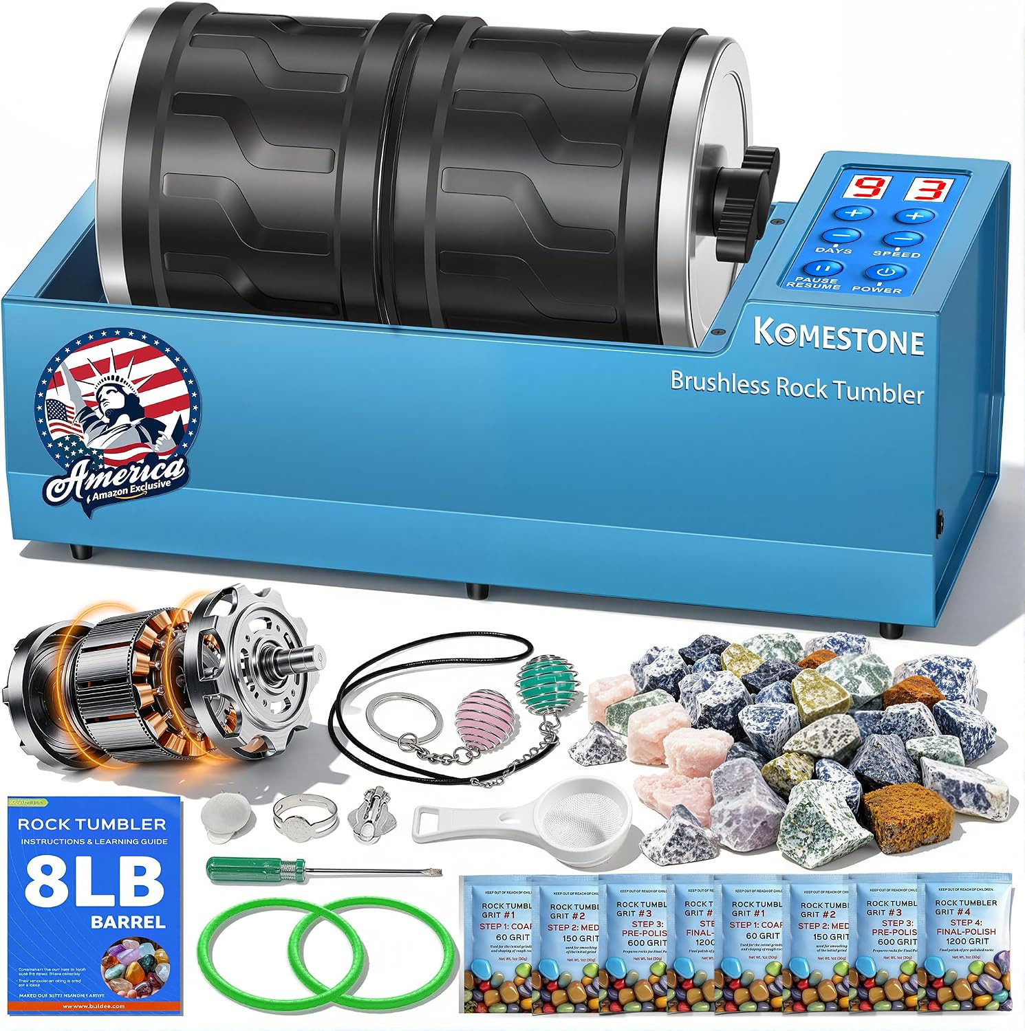 G2 Dual-Barrel Professional Rock Tumbler Kit, 8LB for Adults G2 Dual-Barrel Professional Rock Tumbler Kit, 8LB for Adults