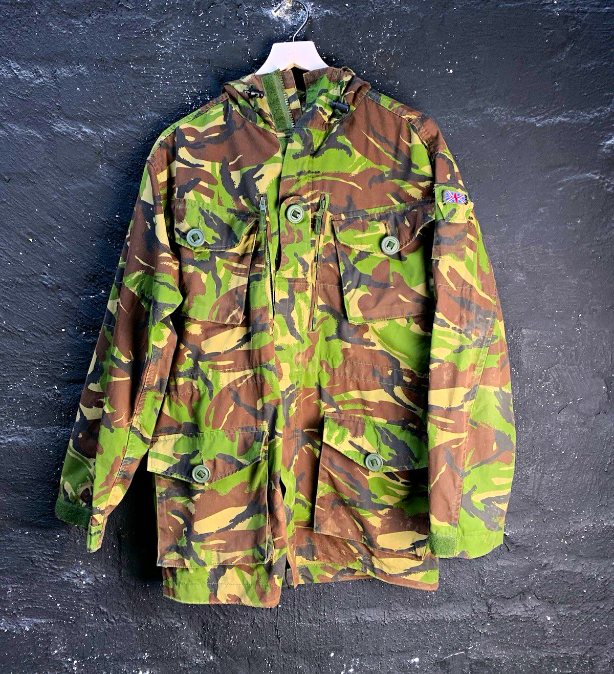 Vintage British Army CS95 DPM Camo Windproof Combat Smock Jacket Union Jack
