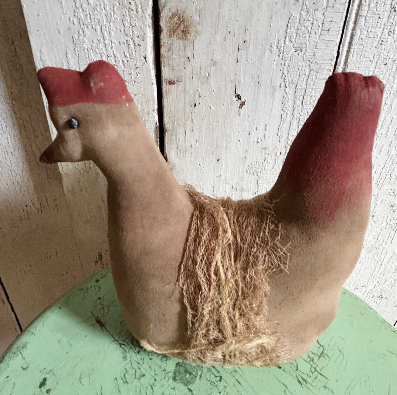 Primitive Chicken Hen Stuffed Prim Rustic Decor Fabric Grungy Bird Farmhouse