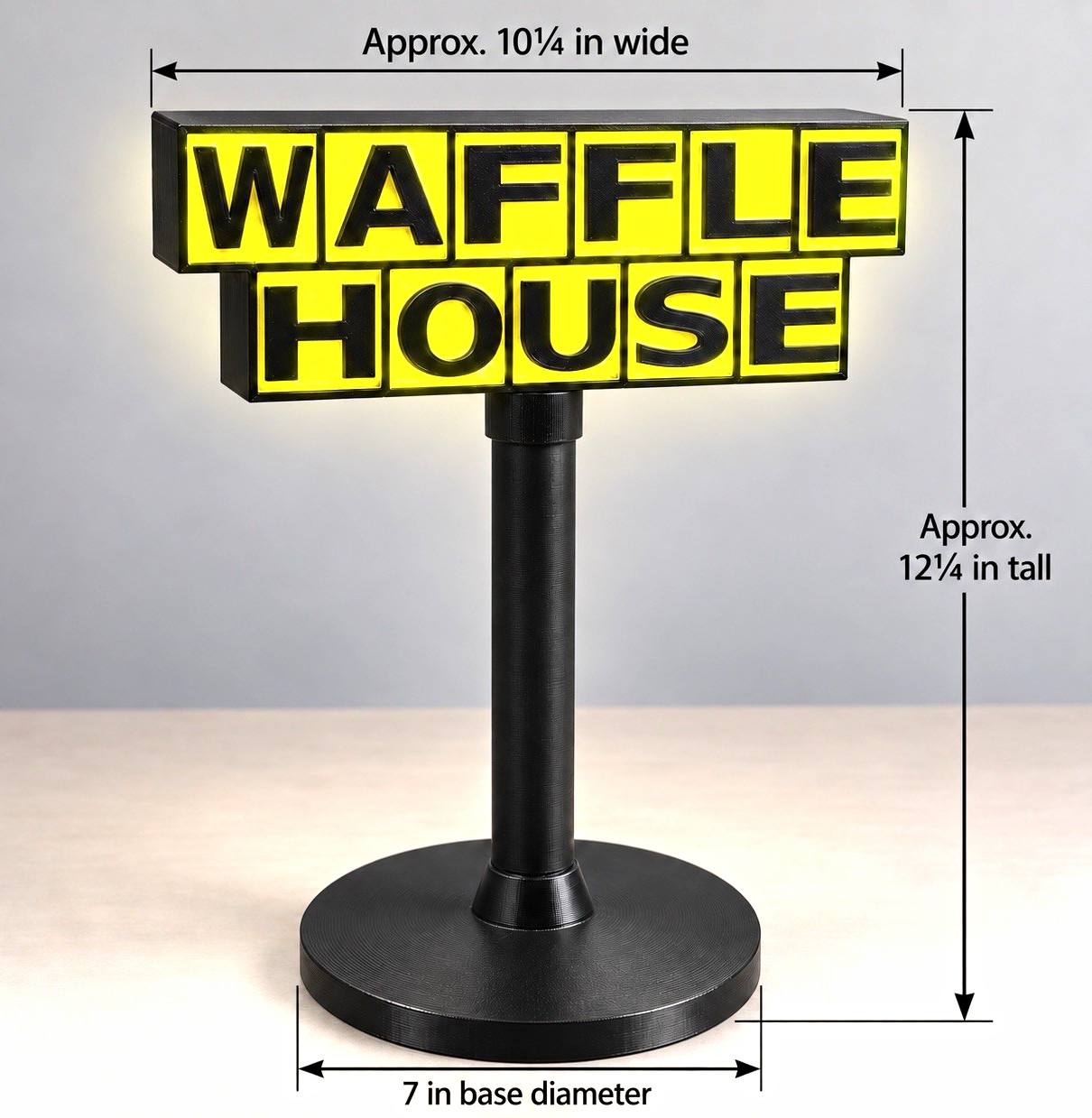 Waffle House Lighted Tabletop Sign Yellow/Black Restaurants & Fast Food
