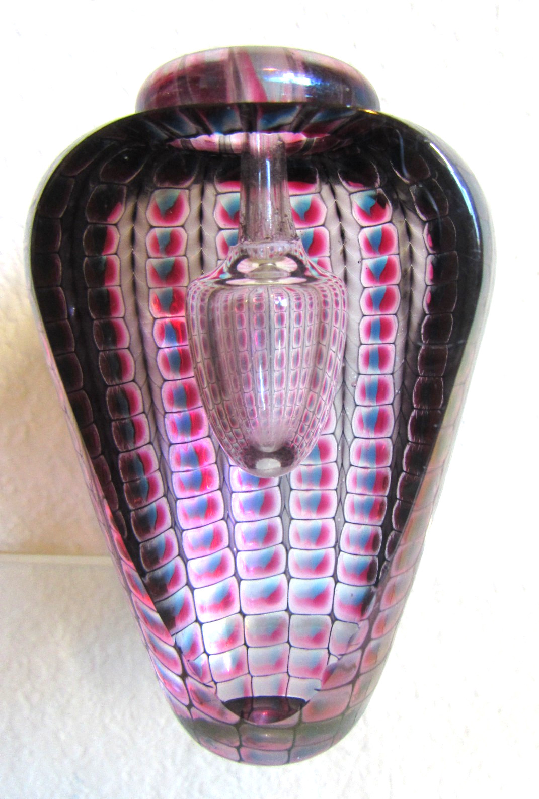 Vintage Tom Philabaum Signed 1996 Purple Reptilian Art Glass Perfume Bottle