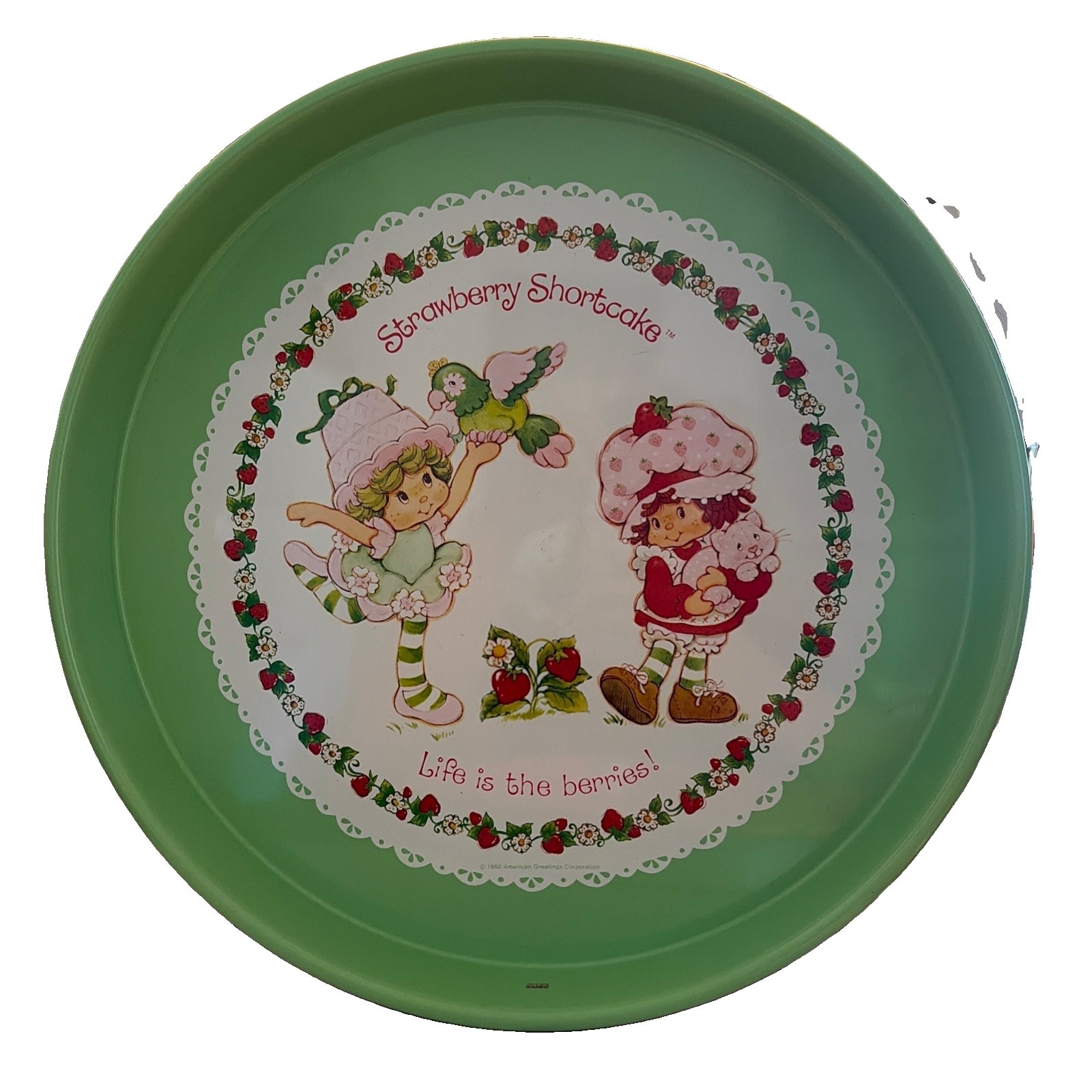 Vintage 80s Strawberry Shortcake Kawaii Metal Serving Tray Decor Large 14”
