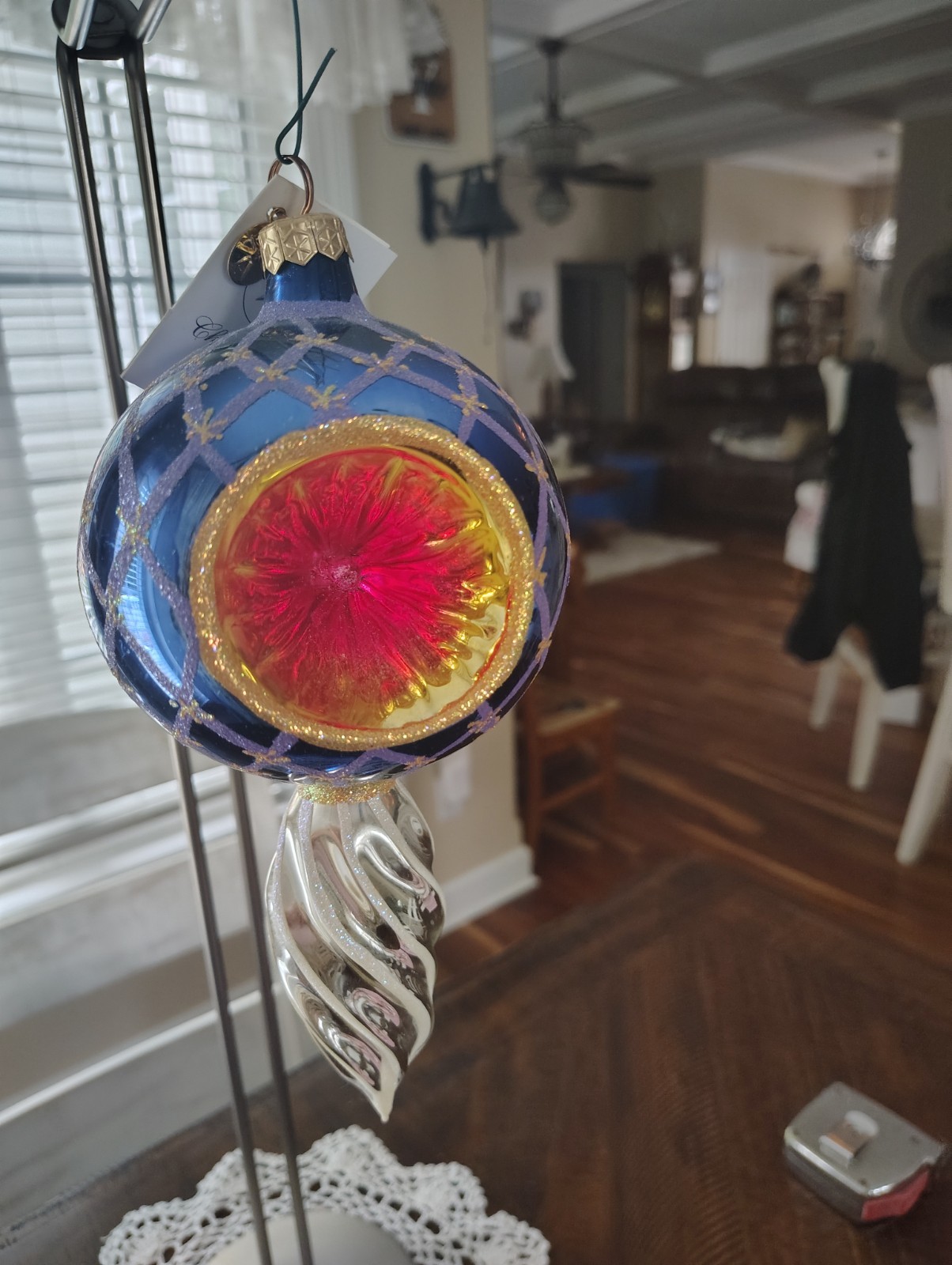 Rare NWT Vintage Christopher Radko Star Reflections Blue spiral Ornament