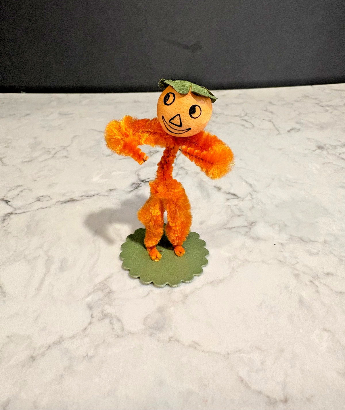 Vintage 1940s/50s Halloween Chenille Pipe Cleaner Jack O\' Lantern Figure: Japan