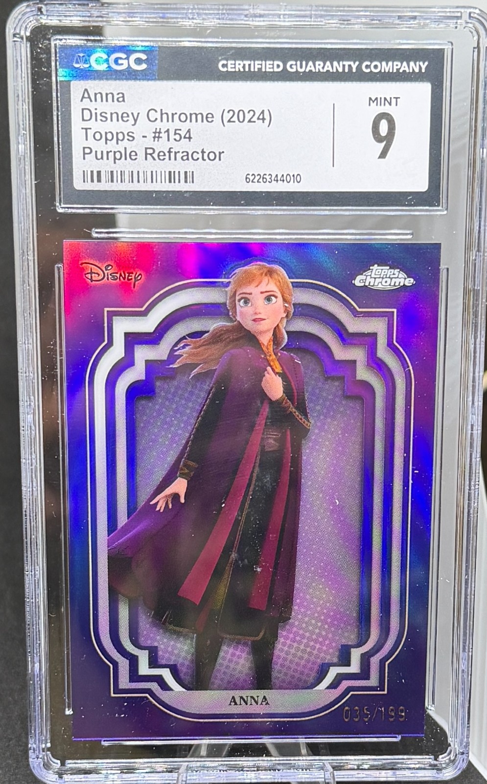 ANNA 2024 TOPPS CHROME DISNEY  #154 PURPLE REFARCTOR /199 CGC 9 MINT  *481