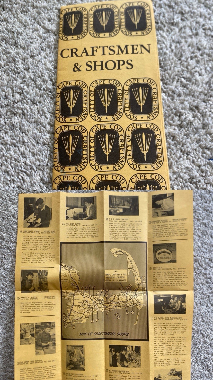 Vtg Cape Cod Craftsmen & shops Map 1960s Movement Jewelers Potters Wood Workers
