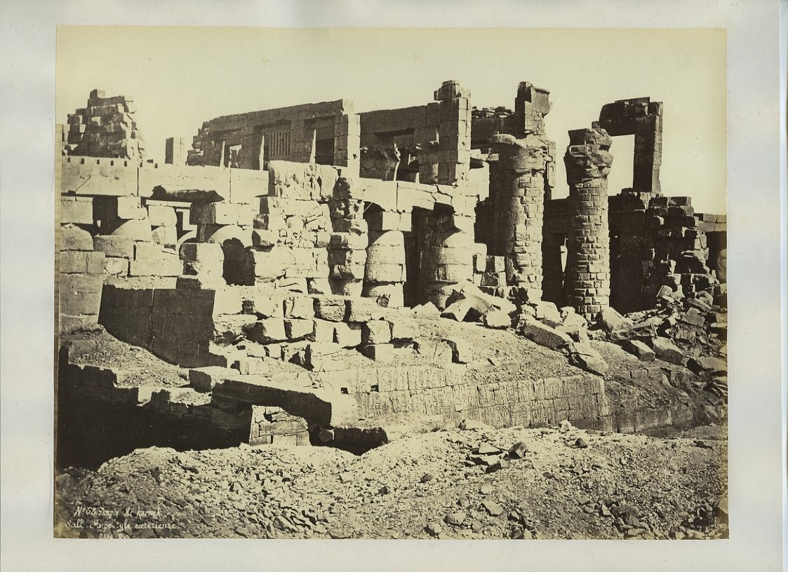 Temple Karnak Hypostyle Hall Exterior Ruins Egypt c1870s VTG Photo