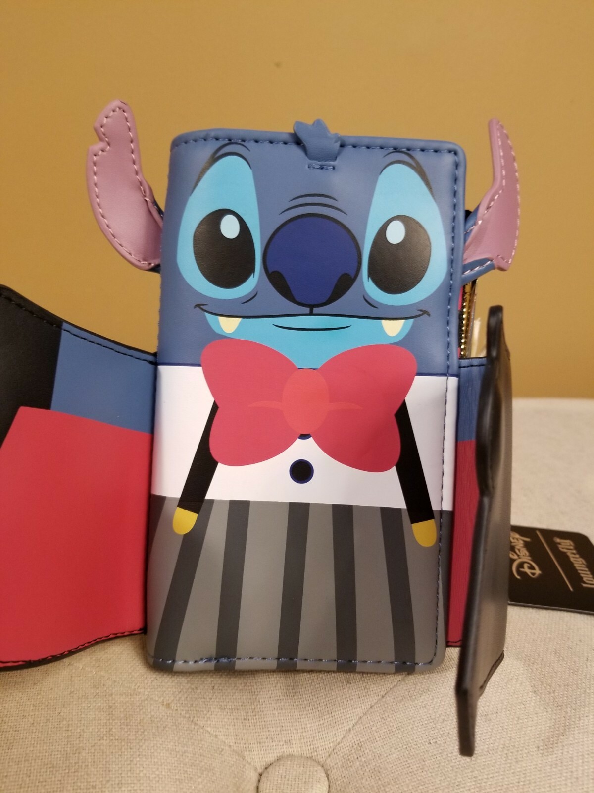 Loungefly Disney Lilo and Stitch Vampire Stitch Bowtie Halloween Flap Wallet NEW