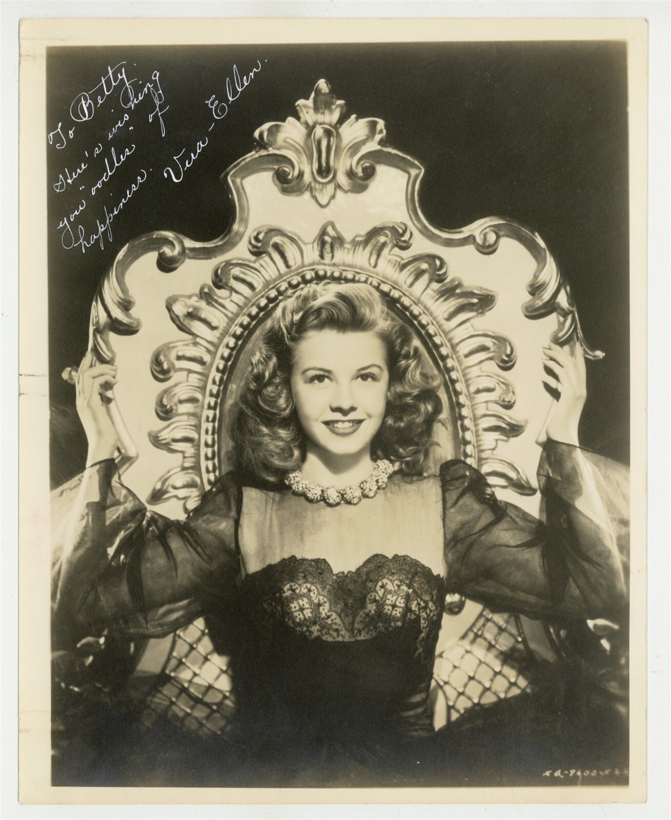 Vera Ellen 1945 Signed Inscribed 8x10 Actress Dancer Photo Portrait J14155