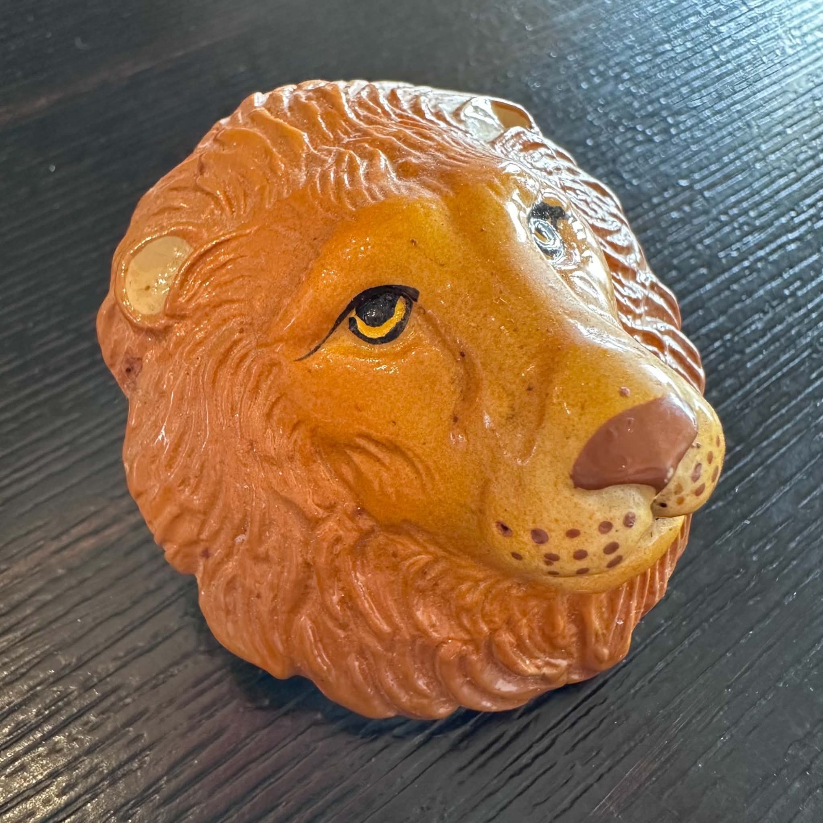 Vintage Clay Art Lion Head Magnet Ceramic Resin Animal Safari EUC