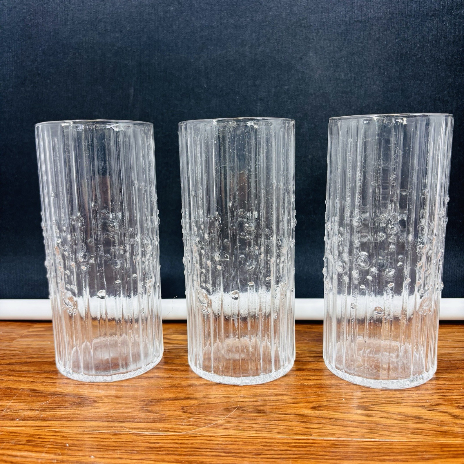 Iittala 3 X MESI Highball Glass Tumblers 11 oz  Vintage Finland MCM Rare