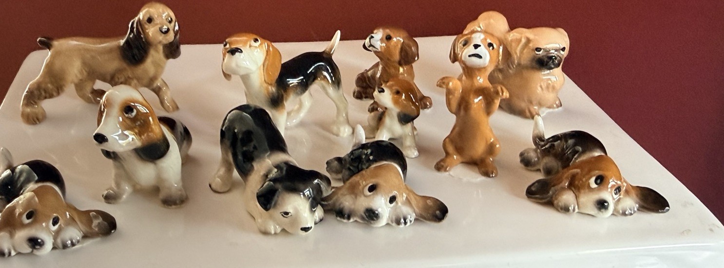Hagen-Renaker VTG Lot of 11 Porcelain Dogs Lab Cocker Spaniel Puppy Beagle