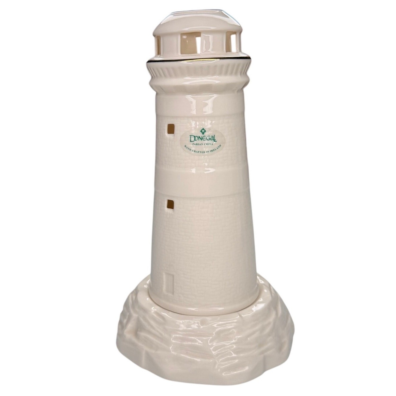Vintage 2000 Donegal Parian China Irish Lighthouse Tea Light Candle Holder EUC