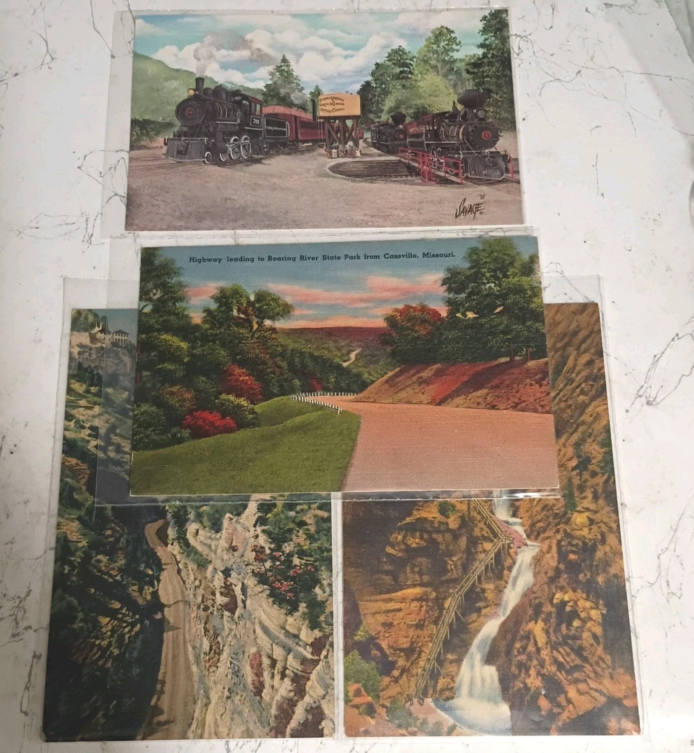 Lot 5 Vintage 1930s Linen Postcards Colorado Seven Falls Pikes Peak MO Train