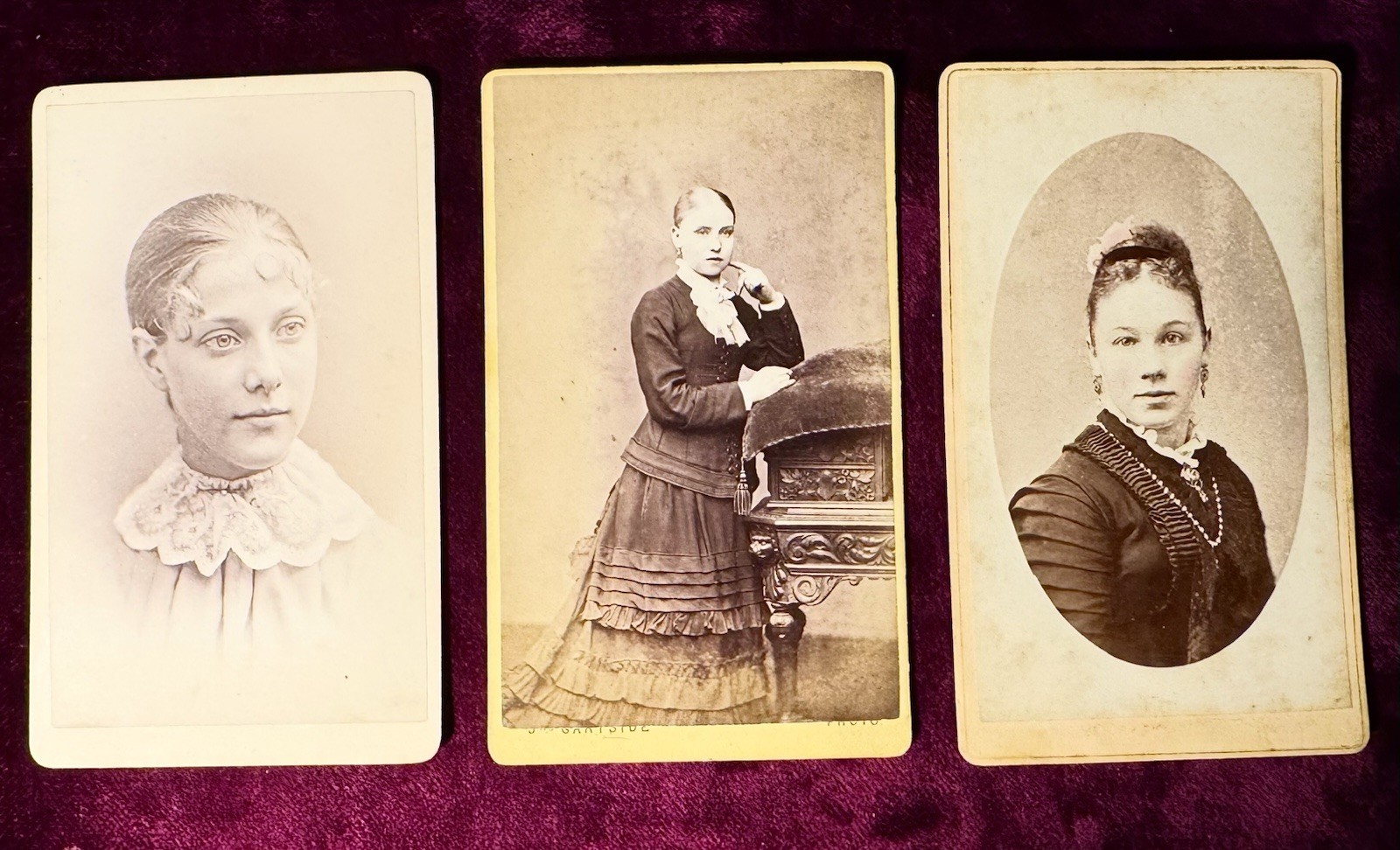 Lot Of 3 Antique CDV Photographs Studio Portraits Fashion