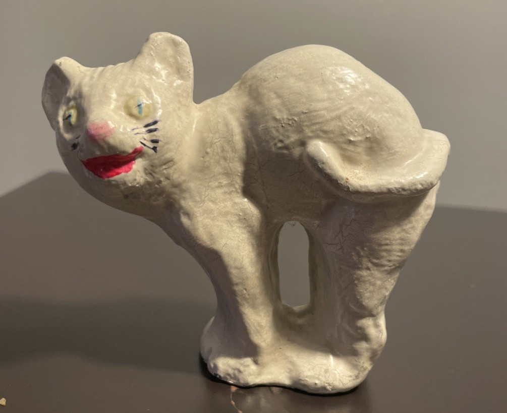 VNTG Solid Cast Iron Screech Cat~Halloween Arched Scaredy Cat~Paper Weight