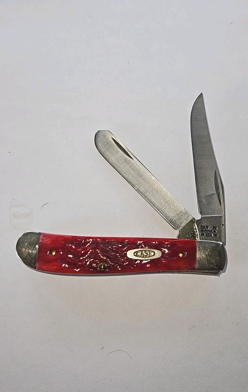 Vtg 1991 Case XX DR6207 Red Jigged Bone Mini Trapper Folding Pocket Knife  NIB