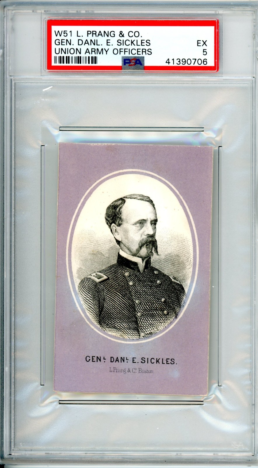 w50 w51 Prang & Co 1860's Prominent Characters / Union Dan Sickles PSA 5