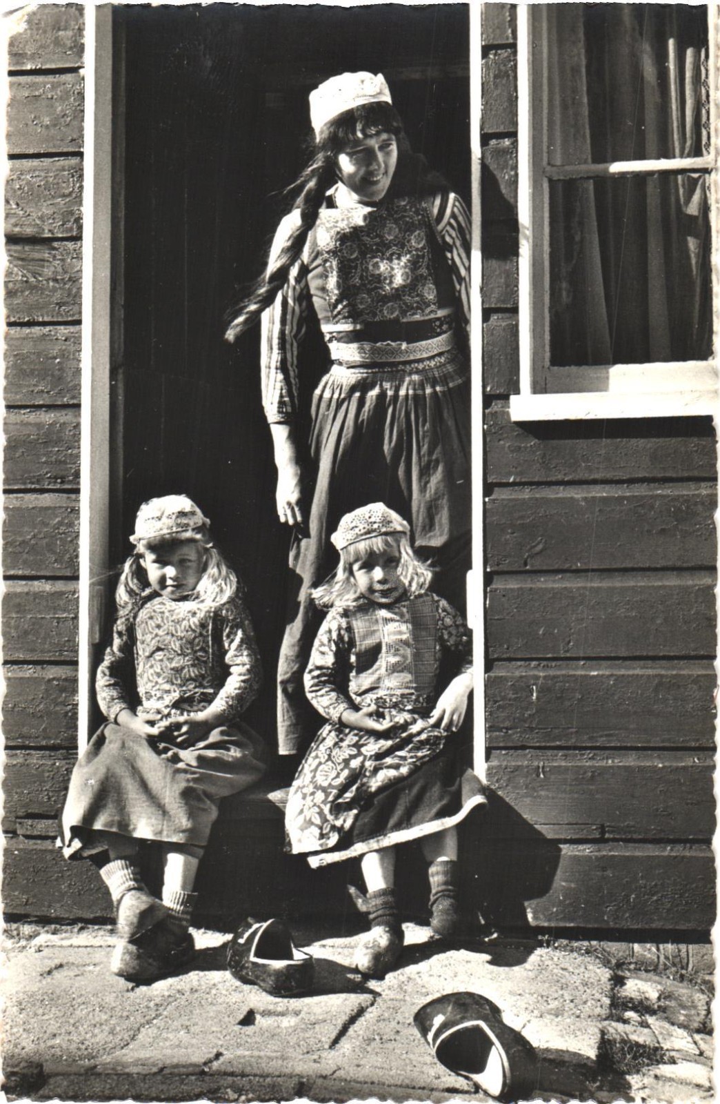 Marken Netherlands Woman Children Traditional Costume RPPC Real Photo Postcard