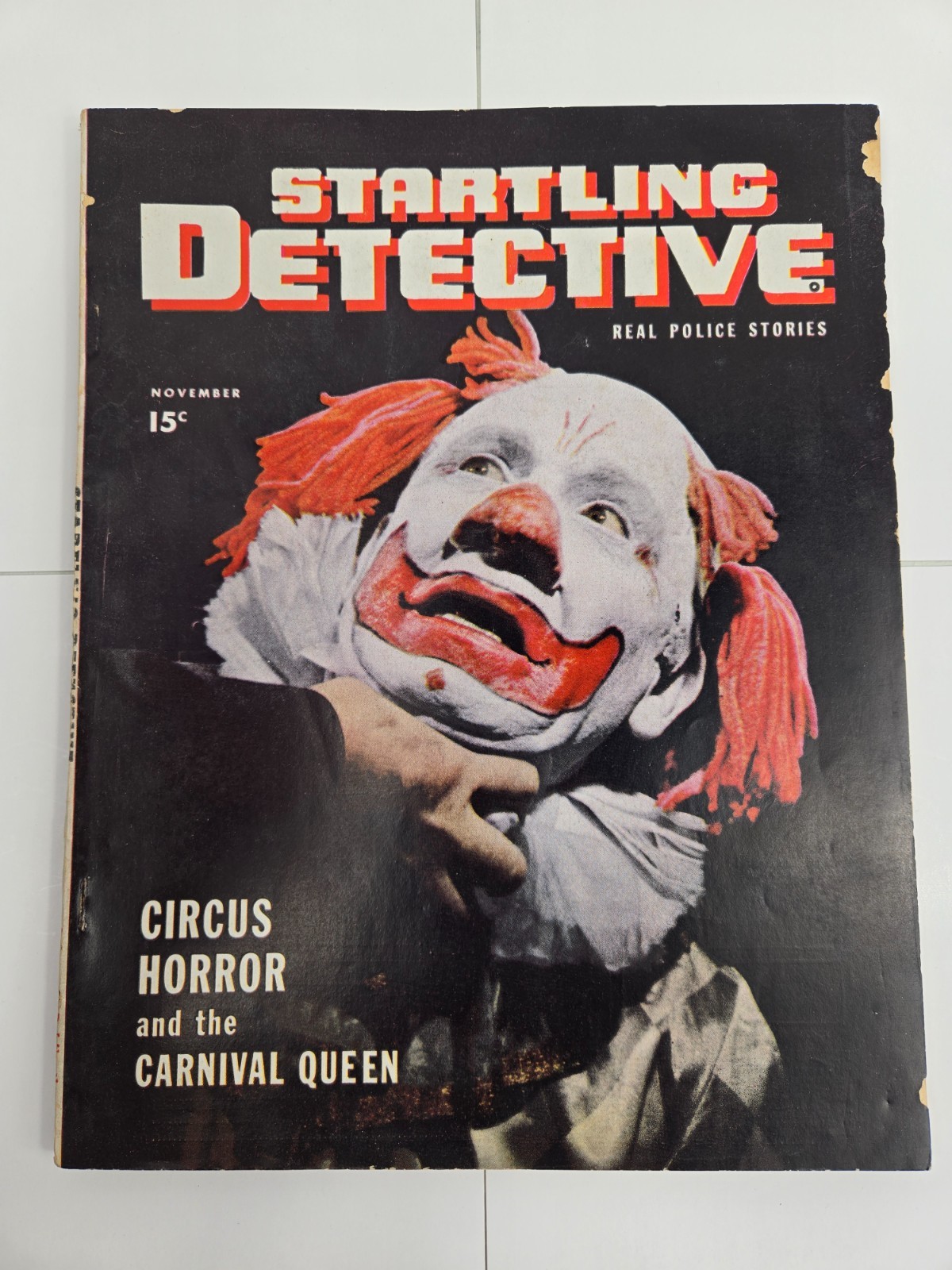 Startling Detective Pulp Magazine November 1946 Circus Horror Clown Cover