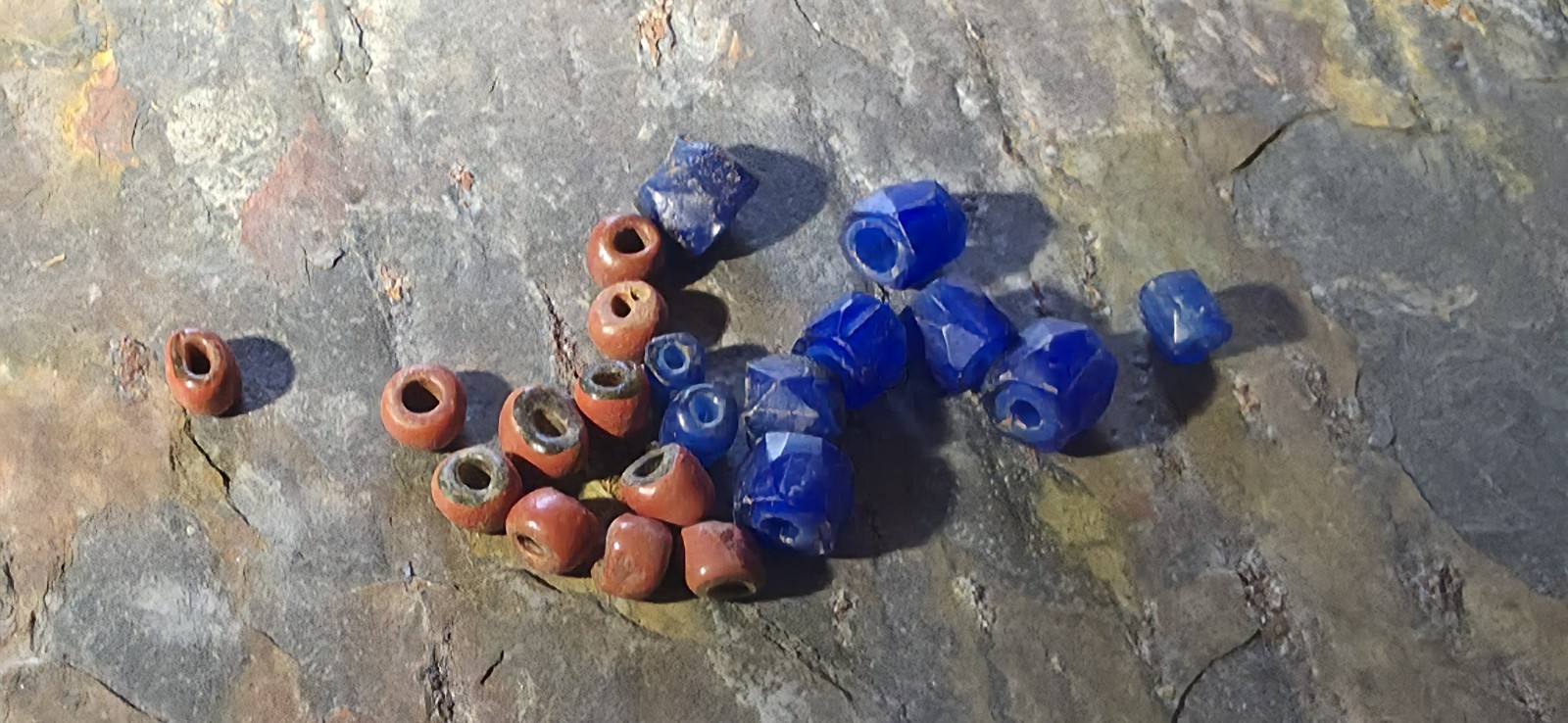 Antique 19th C Russian Blue Cobalt Trade Beads Red Glass Collection Lot