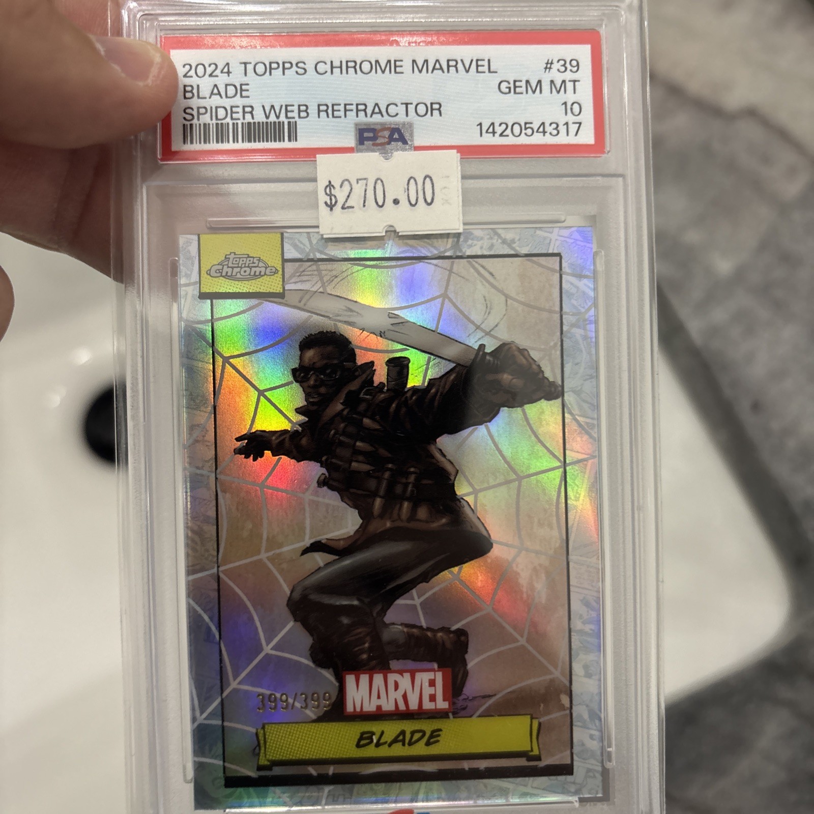 2024 Topps Chrome Marvel Blade #39 Spider Web Refractor /399 PSA 10