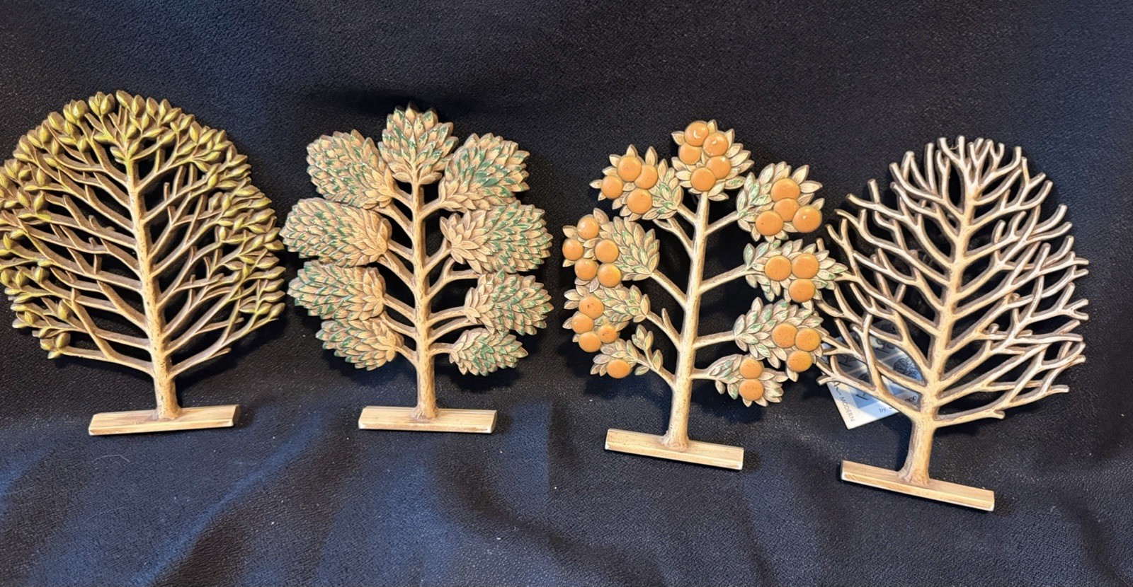 Syroco Vintage Wood Gold Floral Wall Hangings Four Seasons, 8