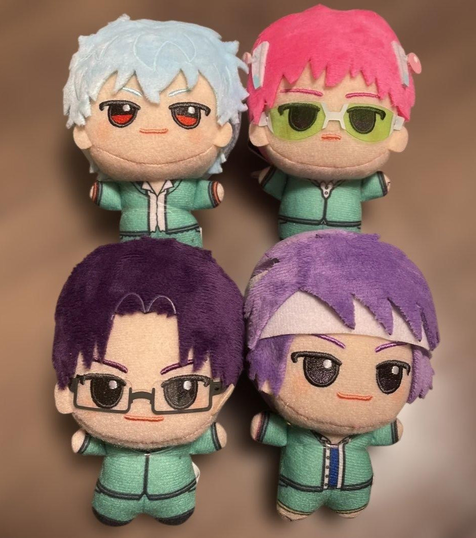 The Disastrous Life of Saiki K. Chibigurumi Plush Mascot Complete Set of 4 NEW
