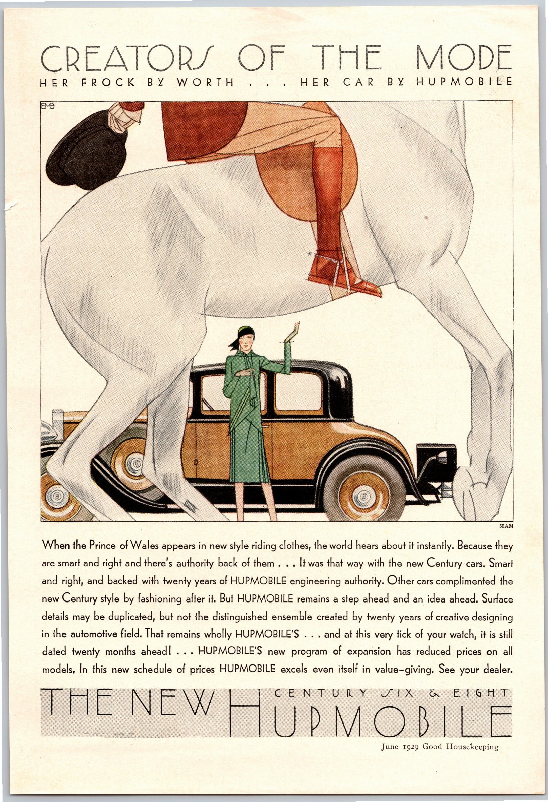 Vintage 1929 Hupmobile, Horse Racing, Auto, Automobile, Car, 20\'s Print Ad