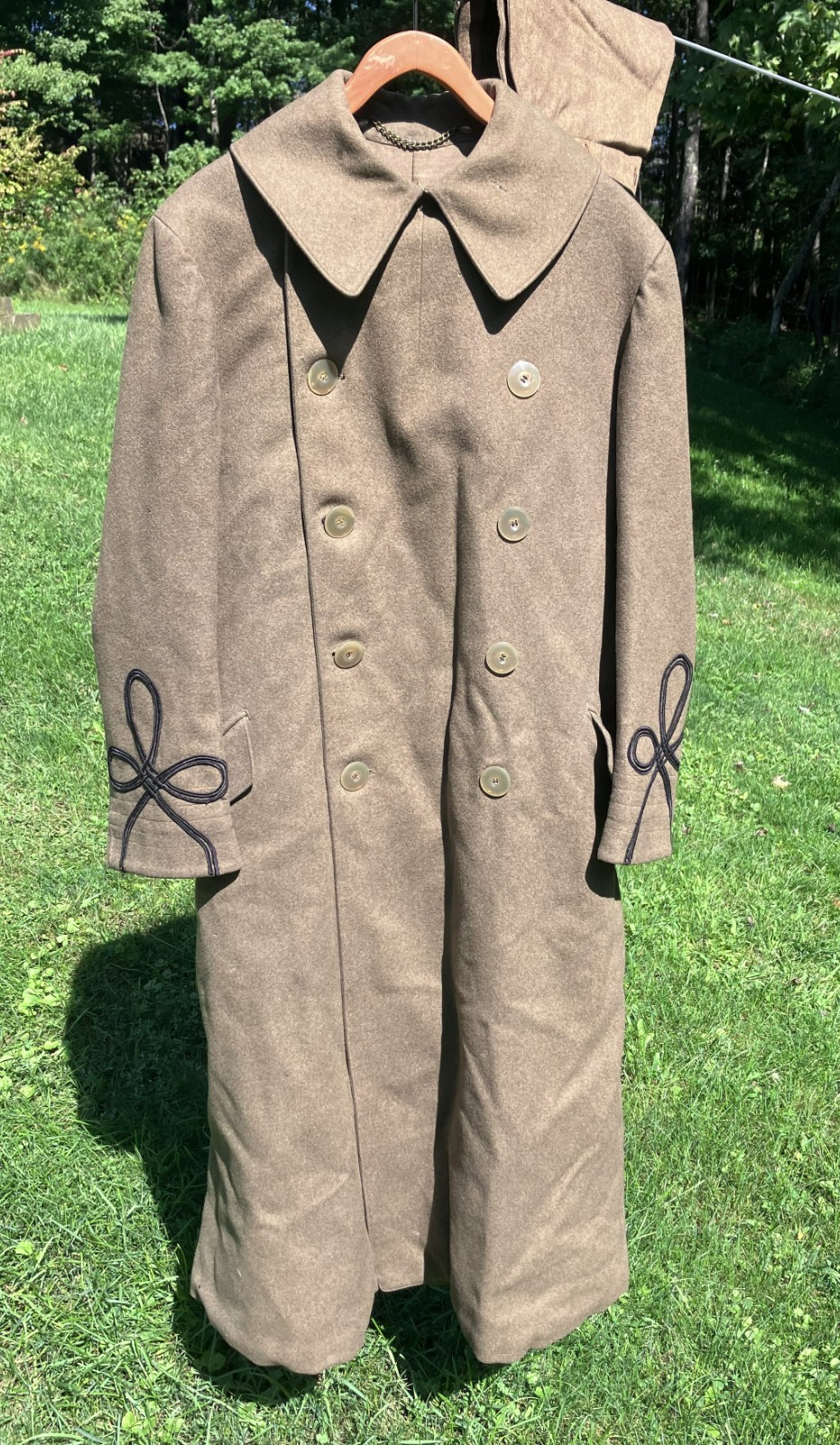 WW1 US Army Officer Heavy Wool Trench Coat With Hood~ NOT A REPRO
