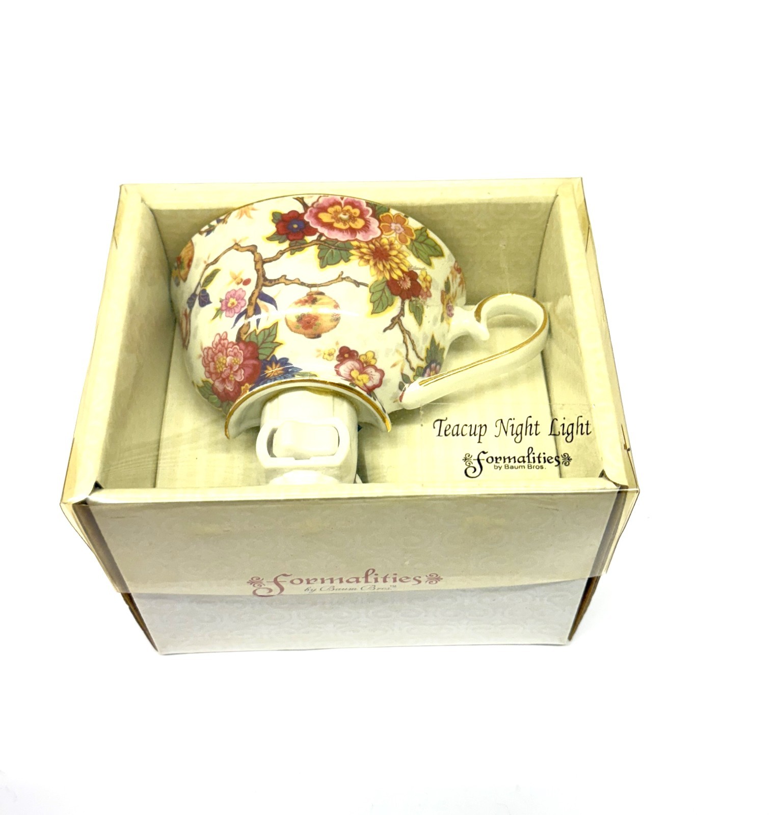 Formalities by Baum Bros Floral Teacup Night Light Vintage New in Box