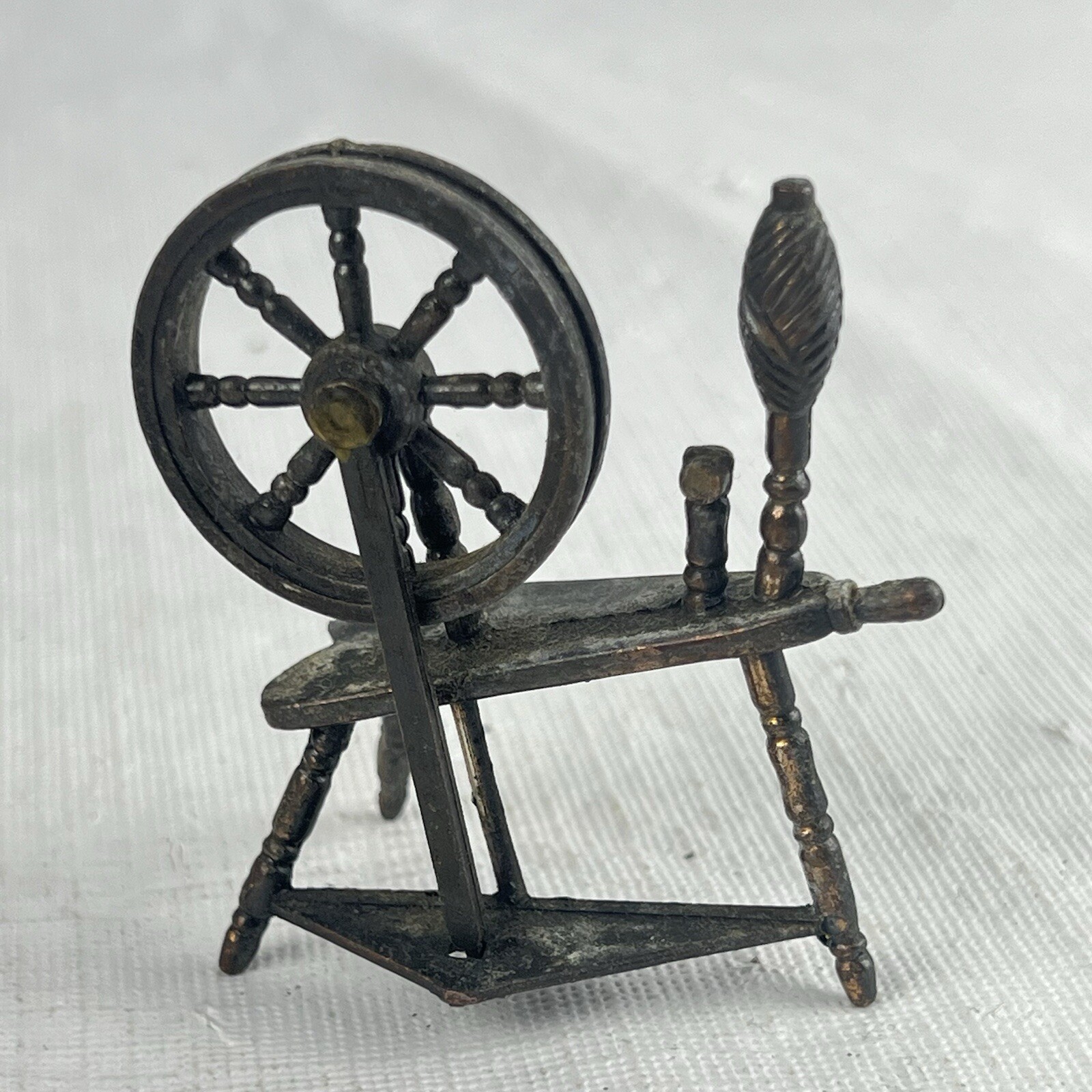 Vintage Miniature Die Cast Metal Spinning Wheel Dunham Industries
