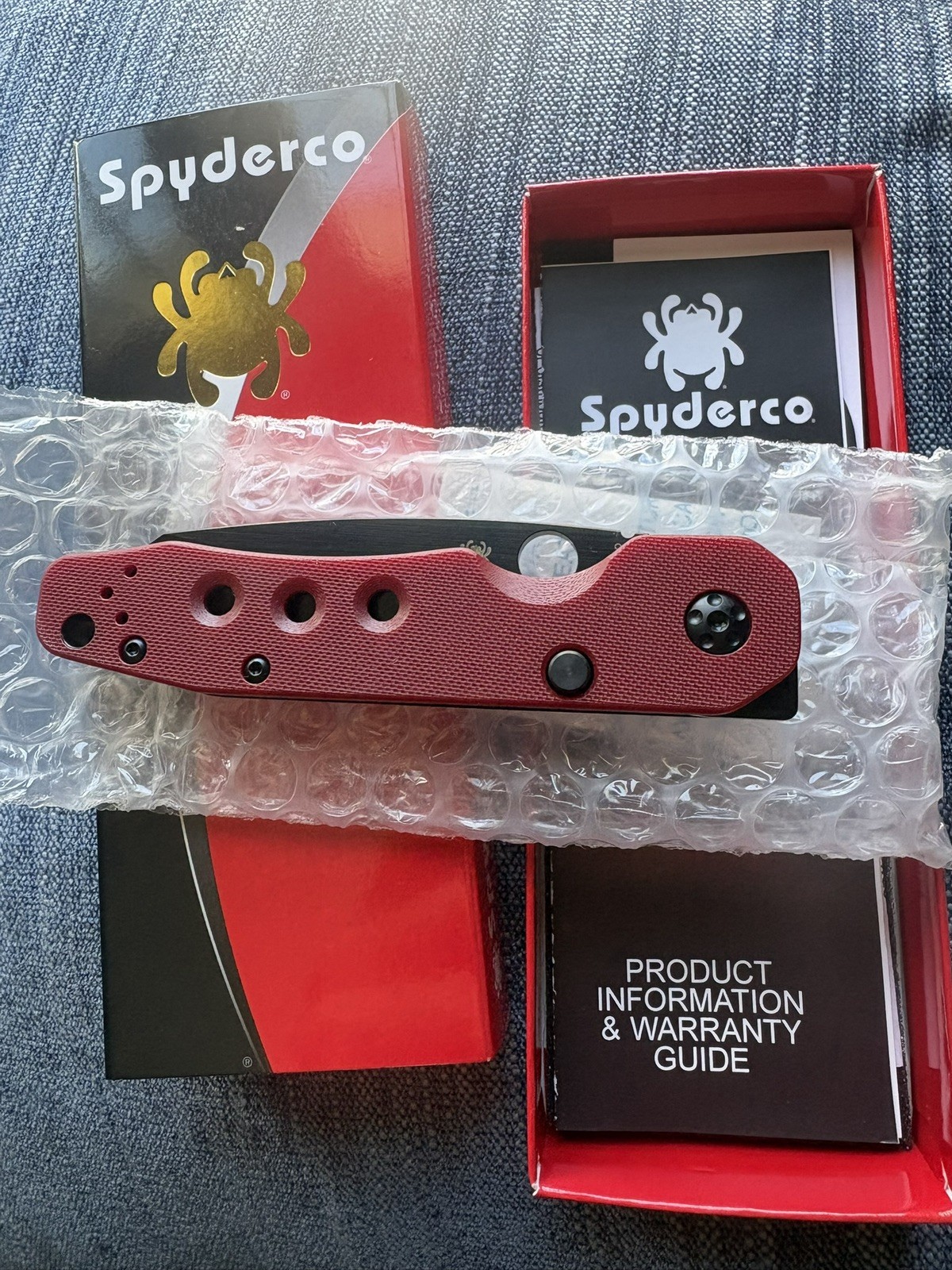 Spyderco Smock - St. Nick\'s Knives - TiCN CPM-4V Blade- Red G10 (C240GPRDBK)