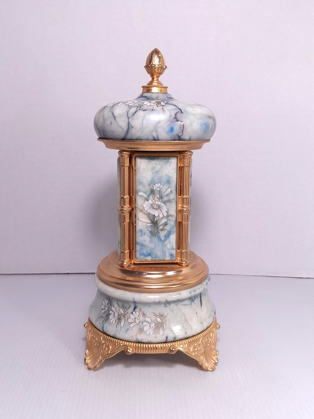 Vtg Reuge Romance Blue Onyx Marble Cigar Lipstick Carousel Music Box - Works