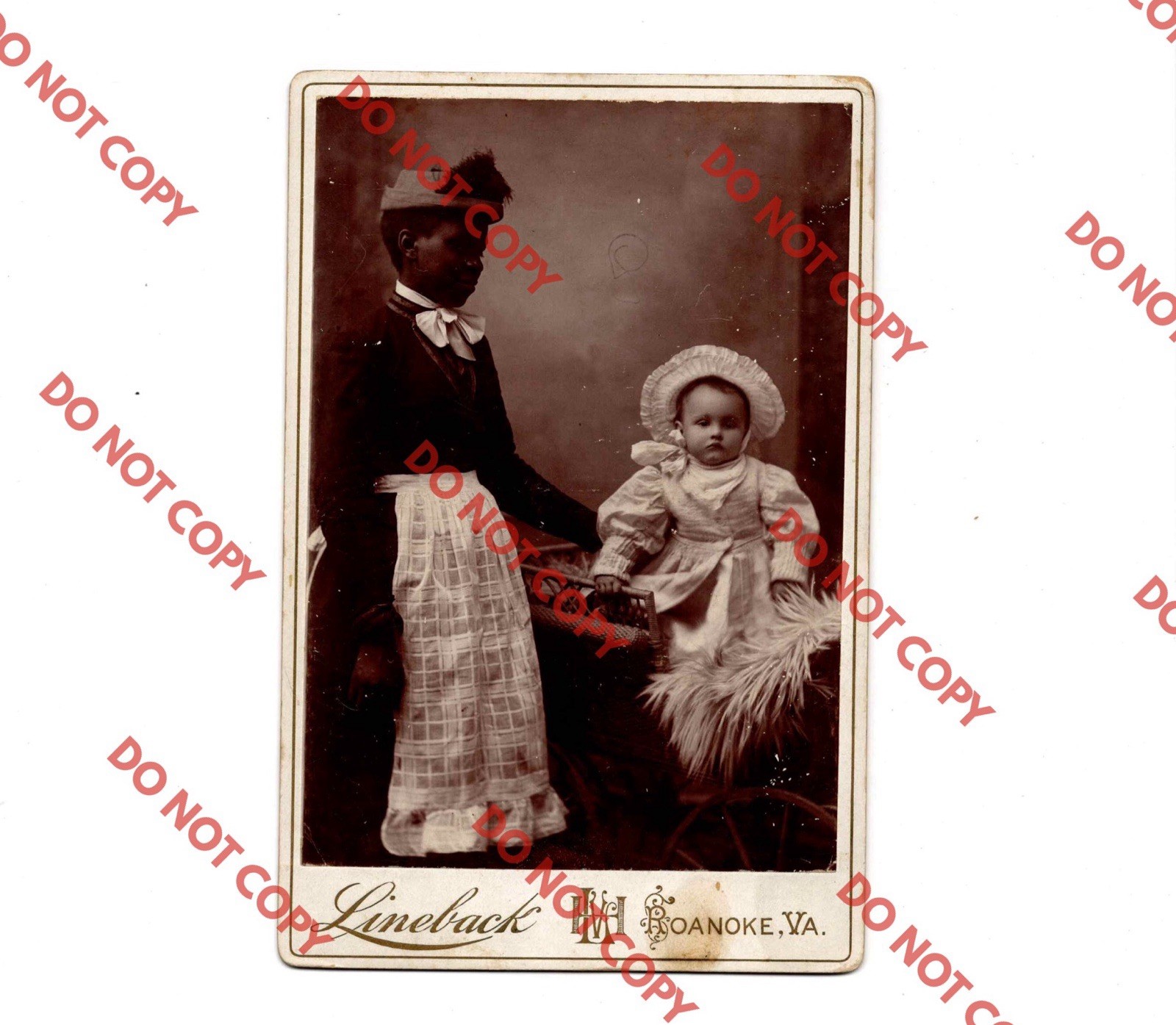 WOW RARE c. 1890 African American Black Nanny White Baby ROANOKE VA Cabinet Card