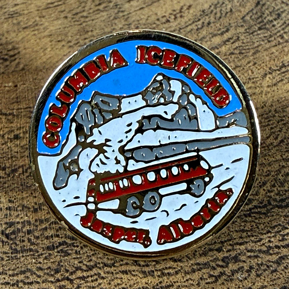 Vintage Columbia Icefield Jasper Alberta Canada Enamel Lapel Pin Travel Souvenir