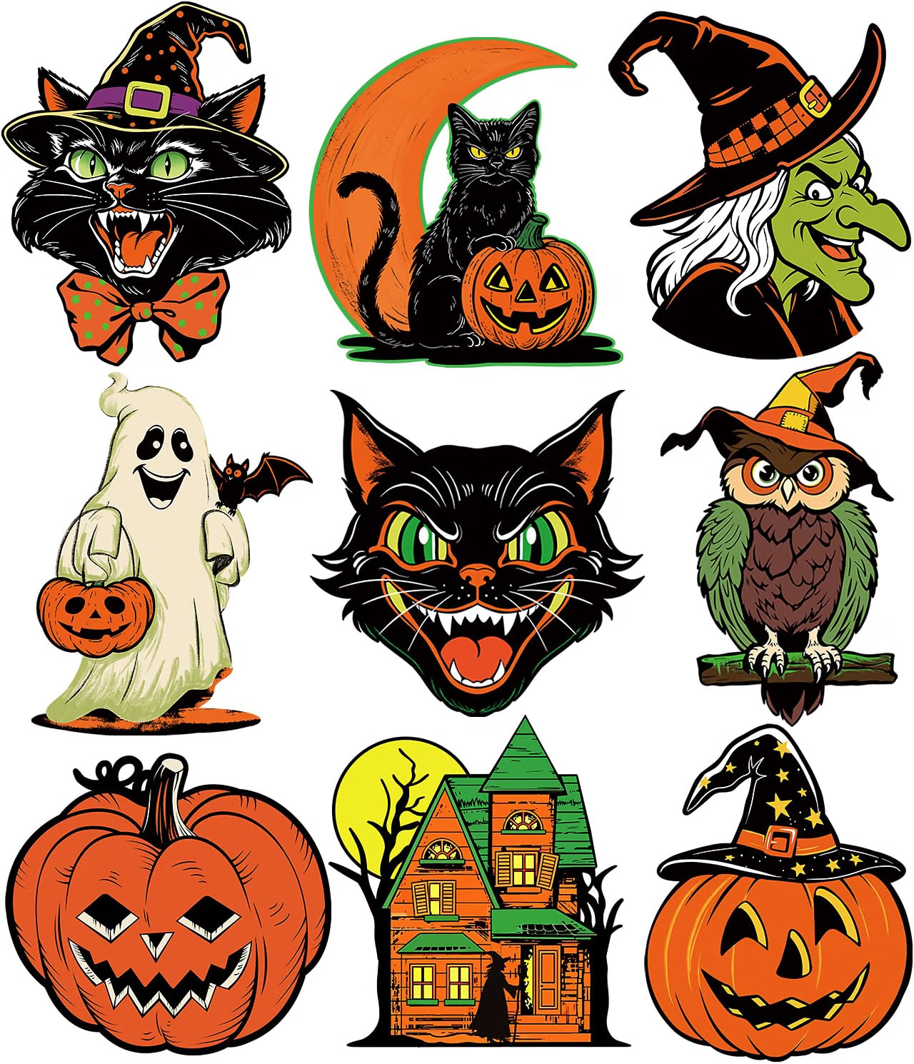 Large Vintage Halloween Decorations Double-Sided Cutouts Style 2 Large Vintage Halloween Decorations Double-Sided Cutouts Style 2